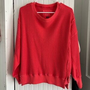 American Eagle waffle crewneck red